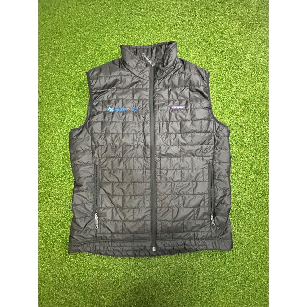 Patagonia Nano Puff Vest Mens Black Quilted Puffer Regenxbio DPR Logo Large